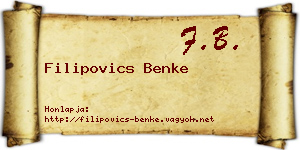 Filipovics Benke névjegykártya
